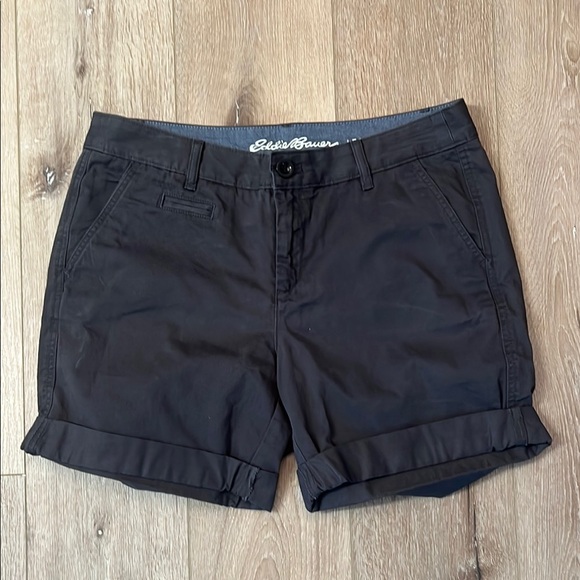 Eddie Bauer Pants - Eddie Bauer - NEW dark gray cuff short, Legend wash cotton, dark gray, 10.